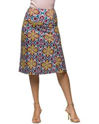 24seven Comfort Apparel - Maternity Bright Floral Print Elastic Waist Knee Length Skirt - Lyst