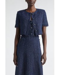 St. John - Metallic Shimmer Tweed Bolero Jacket - Lyst
