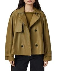 AllSaints - Reed Leather Trench Jacket - Lyst