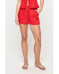 LSPACE - Lia Linen Cover-Up Shorts - Lyst