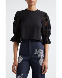 Cinq À Sept - Mixed Media Puff Sleeve T-Shirt - Lyst