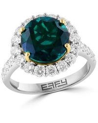Effy - 14K & Lab Grown Diamond & Lab Grown Emerald Statement Ring - Lyst