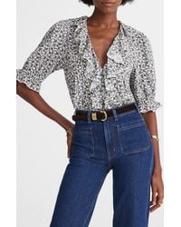 Madewell - Ruffle Pintuck Puff Sleeve Top - Lyst