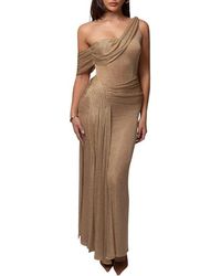 JLUXLABEL - Drape Metallic One-Shoulder Gown - Lyst