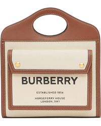 Burberry - Mini Two-tone Canvas & Leather Pocket Bag - Lyst