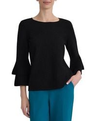 Kasper - Texture Ruffle Sleeve Top - Lyst