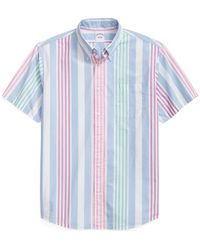 Brooks Brothers - Friday Regular Fit Stripe Short Sleeve Cotton Poplin Button-Down Shirt - Lyst