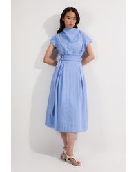Karen Millen - Belted Woven Midi Shirt Dress - Lyst