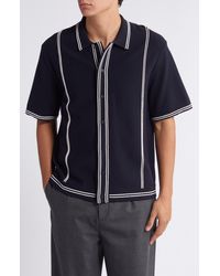 Wax London - Minori Short Sleeve Milano Knit Button-up Shirt - Lyst