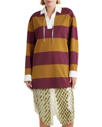 Dries Van Noten - Block Stripe Lace-up Cotton & Linen Blend Rugby Shirt - Lyst