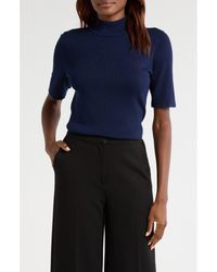 Halogen® - Short Sleeve Mock Neck Rib Sweater - Lyst