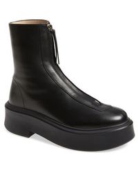 The Row - Zippered Platform Leather Combat Boots - Lyst