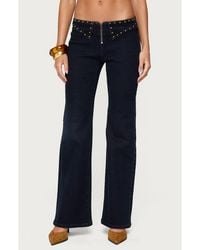 Edikted - Carys Low Rise Stud Flare Jeans - Lyst