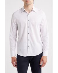 W.r.k. - Trim Fit Abstract Square Print Performance Button-Up Shirt - Lyst