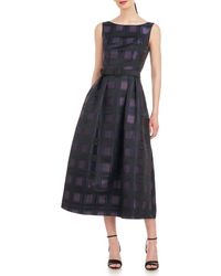 Kay Unger - Isla Plaid Pleated Belted Cocktail Dress - Lyst