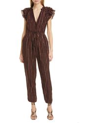 Ulla Johnson Elio Metallic Stripe Jumpsuit - Brown