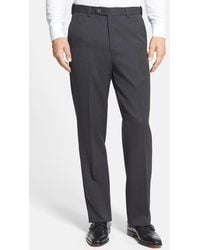 Berle - Self Sizer Waist Flat Front Classic Fit Wool Gabardine Trousers - Lyst