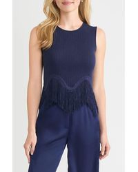 Misook - X Lani Lynn Fringe Trim Knit Sleeveless Top - Lyst
