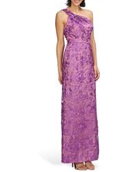 JS Collections - Samantha Floral Embroidery One-Shoulder Column Gown - Lyst