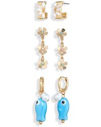 BP. - Set Of 3 Pairs Fish Hoop & Drop Earrings - Lyst