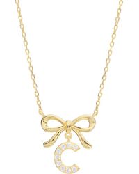 ATHRA LUXE - Cubic Zirconia Bow Initial Pendant Necklace - Lyst