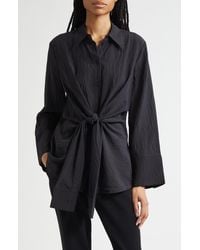 Rohe - Hammered Silk Blend Twist Button-Up Shirt - Lyst
