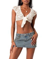 Edikted - Rocco Tie Front Crochet Crop Top - Lyst
