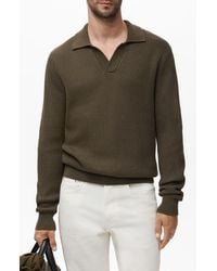 Mango - Structured Cotton Polo Sweater - Lyst