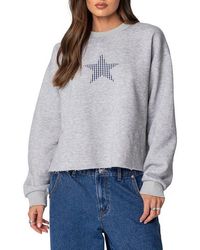 Edikted - Star Appliqué Raw Hem Sweatshirt - Lyst