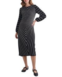 Misook - Soft Stripe Long Sleeve Melangé Knit A-Line Dress - Lyst