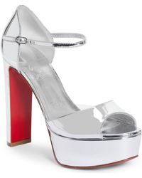 Christian Louboutin - Sandaloo Metallic Peep-Toe Sandal - Lyst