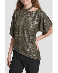 DKNY - Foil Print Cutout Top - Lyst