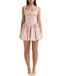 House Of Cb Natassia Corset Cotton Blend Cocktail Minidress in White | Lyst
