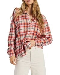 Billabong - Best Time Oversize Plaid Cotton Flannel Shirt - Lyst