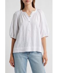 Rails - Shoshanna Puff Sleeve Linen Blend Top - Lyst