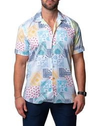 Maceoo - Galileo Scarf Short Sleeve Contemporary Fit Button-up Shirt At Nordstrom - Lyst