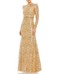 Mac Duggal - Sequin Tapestry Long Sleeve Trumpet Gown - Lyst