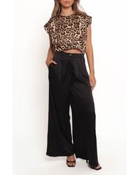 Petal & Pup - Harlow Leopard Print Crop Top & Wide Leg Pants Set - Lyst