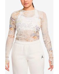 Nike - Print Sheer Long Sleeve Top - Lyst
