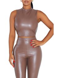 Naked Wardrobe - Faux Good Faux Leather Crop Top - Lyst