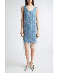 Bode - Sea Flower Beaded Fringe Silk Dress - Lyst