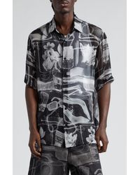 Off-White c/o Virgil Abloh - Oversize X-ray Print Silk Chiffon Bowling Shirt - Lyst
