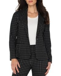 Liverpool Los Angeles - Windowpane Check Fitted One-Button Blazer - Lyst