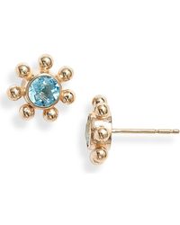 Anzie - Dew Drop Marine Topaz & 14K Stud Earrings - Lyst