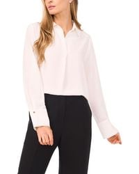 Halogen® - Tonal Stripe Collared Split Neck Top - Lyst