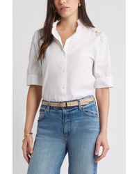 Caslon - Ruffle Lace Appliqué Cotton Top - Lyst