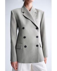 Mango - Double Breasted Cotton & Linen Jacket - Lyst