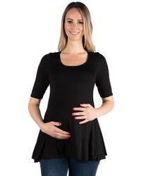 24seven Comfort Apparel - Maternity Elbow Swing Tunic Top - Lyst