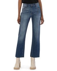 Kut From The Kloth - Kelsey Fab Ab Raw Hem High Waist Ankle Flare Jeans - Lyst