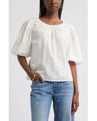 Treasure & Bond - Bubble Sleeve Cotton Dobby Top - Lyst